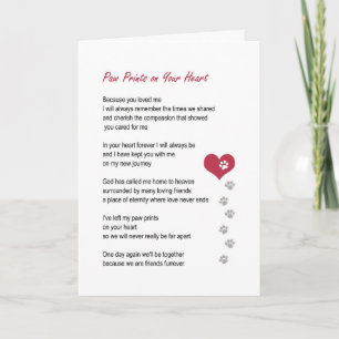 Paw Prints On Your Heart pet sympathy card Kaart