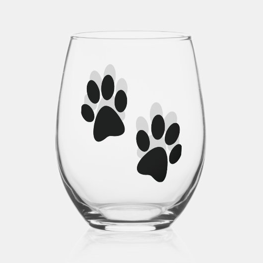 Paw Prints Ontwerp Thermisch Wijnglas Zonder Voet (Voorkant)