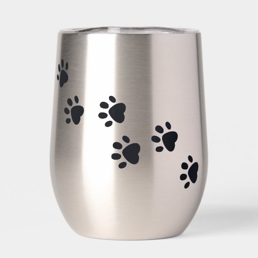 Paw Prints Ontwerp Thermische Wijn Tumbler (Achterkant)
