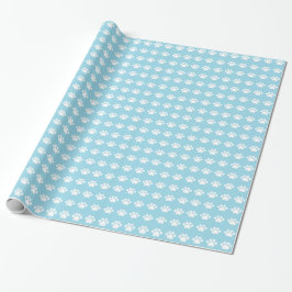Paw Prints op blauwe achtergrond Cadeaupapier