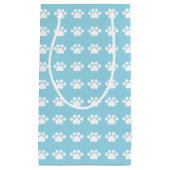 Paw Prints op blauwe achtergrond Klein Cadeauzakje (Voorkant)