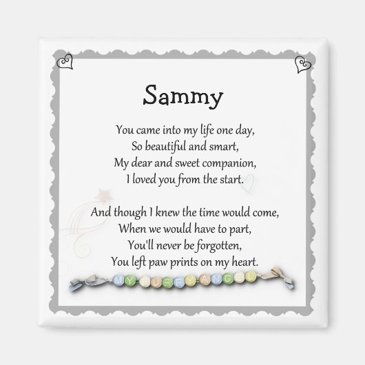 Paw prints op mijn hart huisdier verlies magneet (Voorkant)