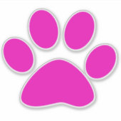 Paw Prints Pattern Custom Cute Hot Pink Sticker (Voorkant)