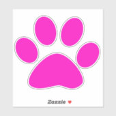 Paw Prints Pattern Custom Cute Hot Pink Sticker (Vel)