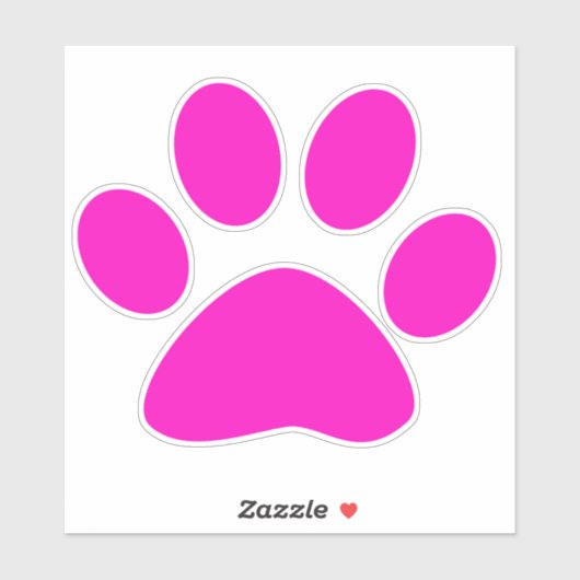 Paw Prints Pattern Custom Cute Hot Pink Sticker (Vel)