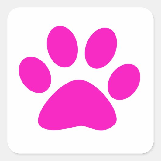 Paw Prints Pattern Custom Cute Hot Pink Vierkante Sticker (Voorkant)