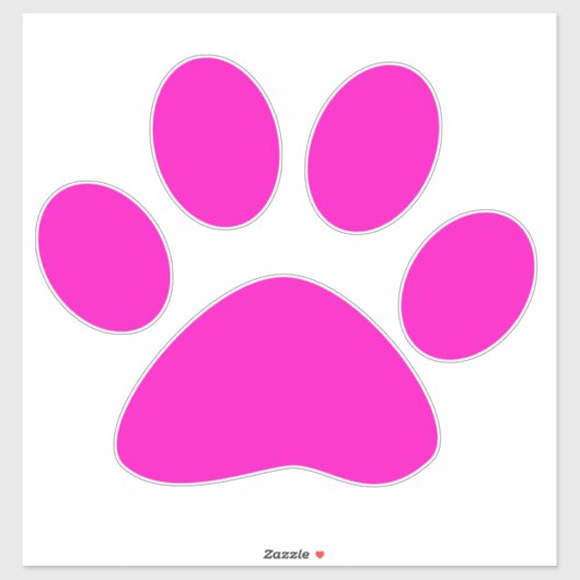 Paw Prints Pattern Hot Pink Custom Cute  Sticker (Vel)