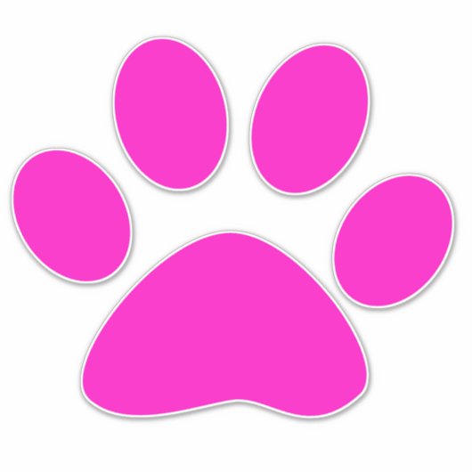 Paw Prints Pattern Hot Pink Custom Cute  Sticker (Voorkant)