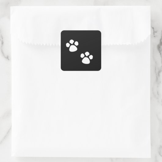 Paw Prints Patterns Custom Black White Cute  Vierkante Sticker (Tas)