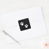 Paw Prints Patterns Custom Black White Cute  Vierkante Sticker (Envelop)