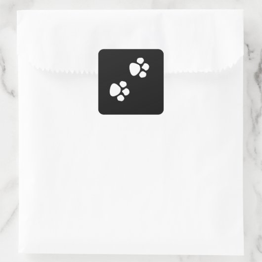 Paw Prints Patterns Custom Cute Black White Vierkante Sticker (Tas)