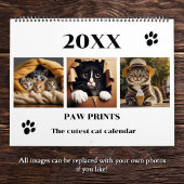 Paw Prints Pet Cat Photo Art Large Kalender