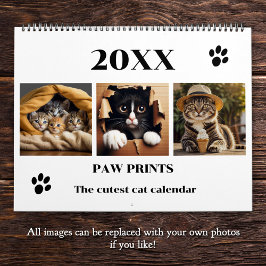Paw Prints Pet Cat Photo Art Large Kalender