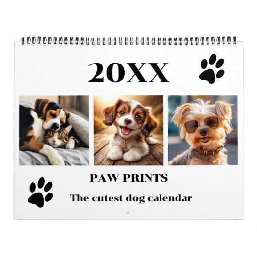 Paw Prints Pet Dog Photo Art Large Kalender (Hoes)
