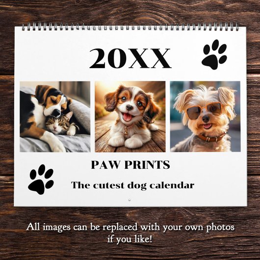 Paw Prints Pet Dog Photo Art Large Kalender