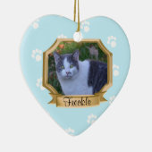 Paw Prints Pet Foto Lijst Lichtblauw Keramisch Ornament (Rechts)