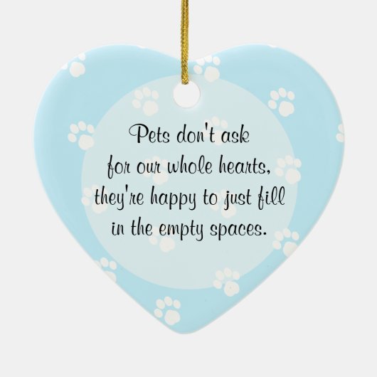 Paw Prints Pet Foto Lijst Lichtblauw Keramisch Ornament (Achterkant)