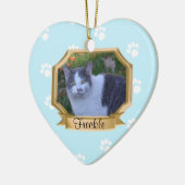 Paw Prints Pet Foto Lijst Lichtblauw Keramisch Ornament (Links)
