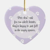 Paw Prints Pet Foto Lijst Paarse Keramisch Ornament (Achterkant)