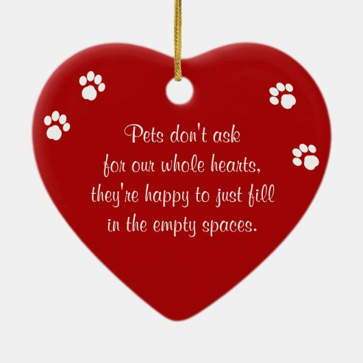 Paw Prints Pet Foto Lijst Rood Keramisch Ornament (Achterkant)