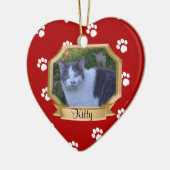 Paw Prints Pet Foto Lijst Rood Keramisch Ornament (Links)