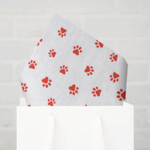 Paw Prints Pet Lover Gift Wrap Red Cat Dog Fun Tissuepapier