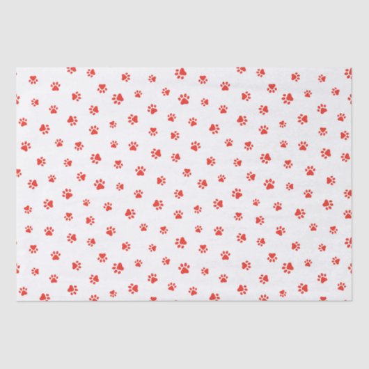 Paw Prints Pet Lover Gift Wrap Red Cat Dog Fun Tissuepapier (Voorkant)