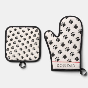 Paw Prints Pet Lover HOND DAD Animal Fun Ovenwant & Pannenlap Set