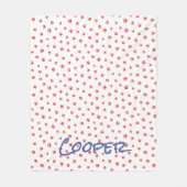 Paw Prints Pet Name Katten Honden Rood Blauw Plezi Fleece Deken (Voorkant)