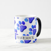 Paw Prints Pet Name Modern Kleurrijk Blauw Plezier Magische Mok (Voorkant rechts)