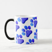 Paw Prints Pet Name Modern Kleurrijk Blauw Plezier Magische Mok (Links)