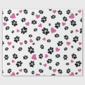 Paw prints Pink Hearts Pattern Schattigee Pet lief Cadeaupapier (Vlak)