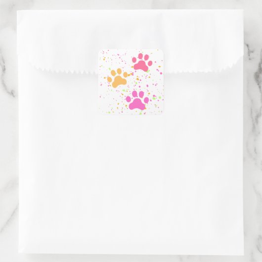 Paw Prints, Pinks Yellow Splashes_Fun Stickers (Tas)