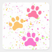 Paw Prints, Pinks Yellow Splashes_Fun Stickers (Voorkant)