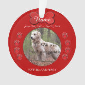 Paw Prints Poem Memorial Red Ornament (voorkant)