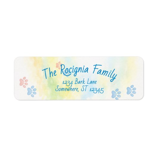Paw Prints Return Address Label (Voorkant)