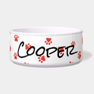 Paw Prints Rode PET NAAM Hond Kat Home Decor Voerbakje