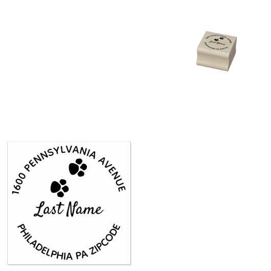 Paw Prints Rond Rubberstempel (Gestempeld)