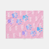 Paw Prints Roze Gepersonaliseerd Vrouw Hondennaam Fleece Deken (Voorkant (Horizontaal))