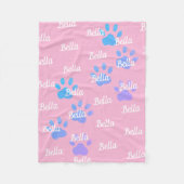 Paw Prints Roze Gepersonaliseerd Vrouw Hondennaam Fleece Deken (Voorkant)