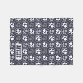 Paw Prints Tegel Design Navy Blue Fleece Deken (Voorkant (Horizontaal))