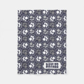 Paw Prints Tegel Design Navy Blue Fleece Deken (Voorkant)