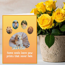 Paw Prints That Never Fade Photo Collage Sympathy Kaart