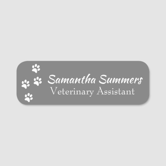 Paw Prints Vet Veterinary Business Groomer Naamplaatje (Voorkant)