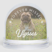 Paw Prints Voor Altijd Gemiste Naam Hond Foto Sneeuwbol (Voorkant)