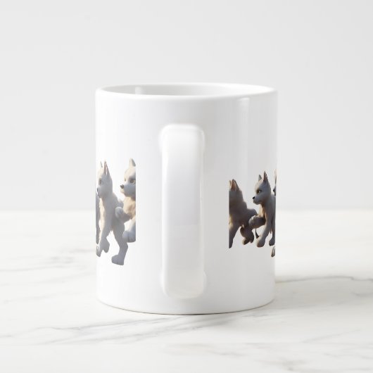 Paw Prints Walking Around Mug Base Design Grote Koffiekop (Achterkant)