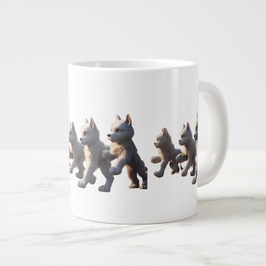 Paw Prints Walking Around Mug Base Design Grote Koffiekop (Voorkant rechts)