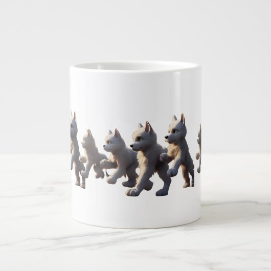 Paw Prints Walking Around Mug Base Design Grote Koffiekop (Voorkant)
