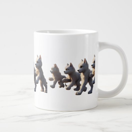 Paw Prints Walking Around Mug Base Design Grote Koffiekop (Rechts)