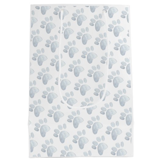 Paw Prints Waterverf Art Grijs Huisdier Kat Hond F Medium Cadeauzakje (Achterkant)